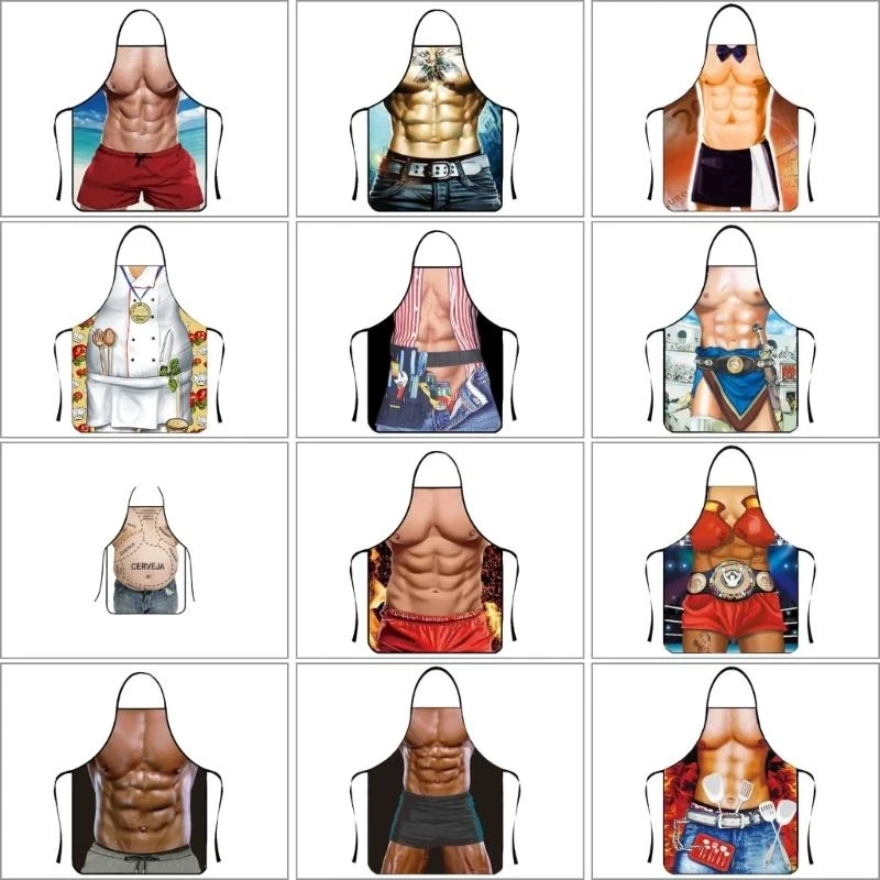 

Noveltys Sleeveless BBQ Apron Featuring Realistic Muscles Man for Men Who Love Outdoor Grilling and Parties