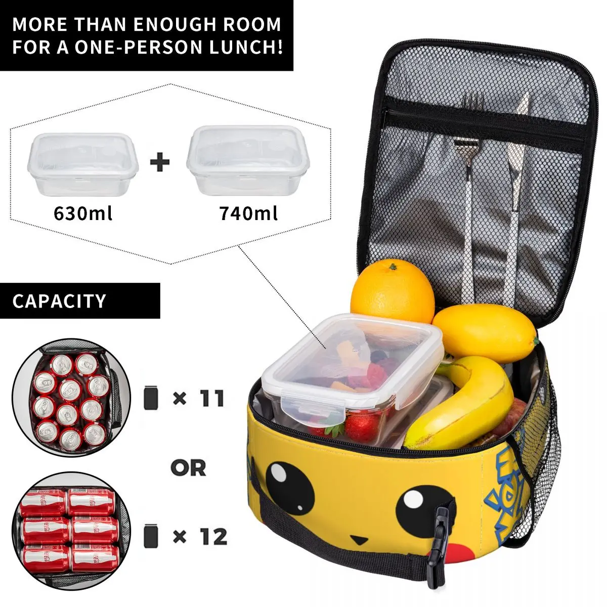 Pokedom Travel Storage Bags Pocket Monster Pikachu For Students School&Office Thickened Handheld For School Lunch Box Bag