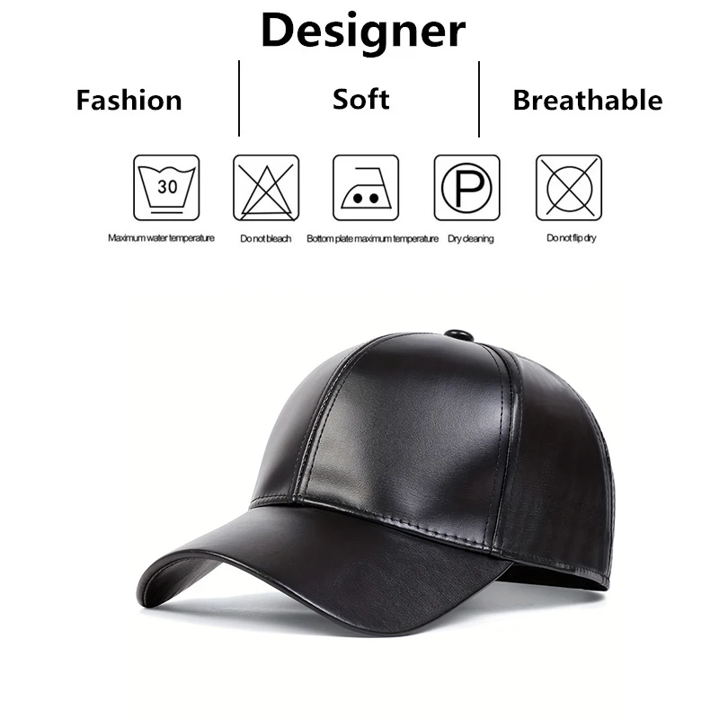 Unisex Light Leather Solid Color Baseball Caps Spring and Autumn Outdoor Adjustable Casual Hats Sunscreen Hat