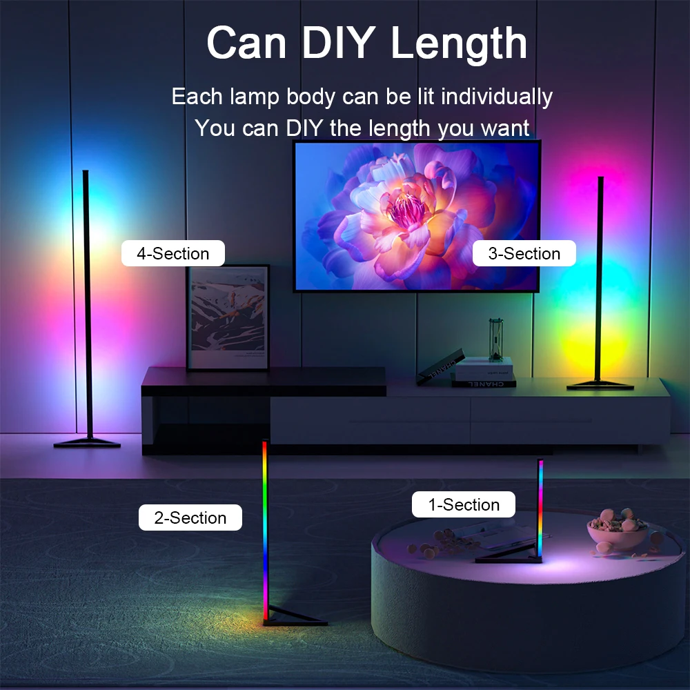 140cm Living Room Corner Floor Lamp Bluetooth Smart RGB Mood Light for Bedroom Nordic Home Decor Table Lamp Stand lighting