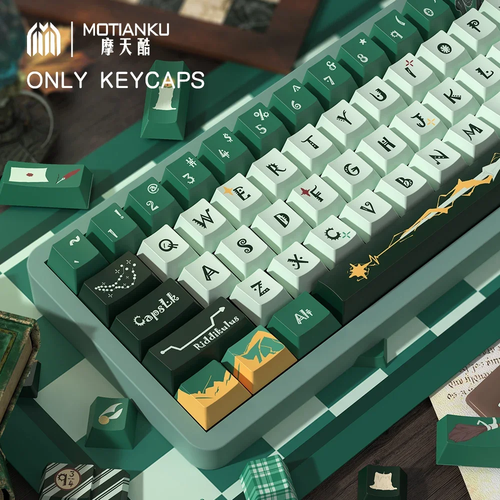 SLYTHERIN موضوع الكرز/MDA الملف الشخصي لوحة المفاتيح الميكانيكية أغطية المفاتيح 7U ISO الكرتون شخصية Keycap للمهووسين والاعبين