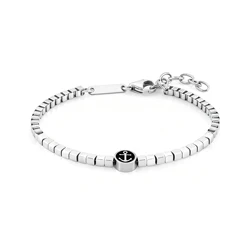 Runda Men's Stainless Steel Bracelet Box Chain Anchor Pattern Pendant Adjustable 22cm Fashion Luxury Brand Accessory