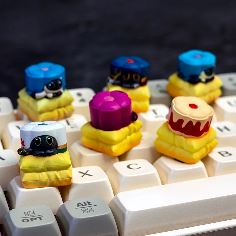 Anime Keycaps Collapsed Star Dome Railway Exotic Pets Collapsing Iron Cats Cat Cake Cute Resin Keycaps for Mechanical Keyboard