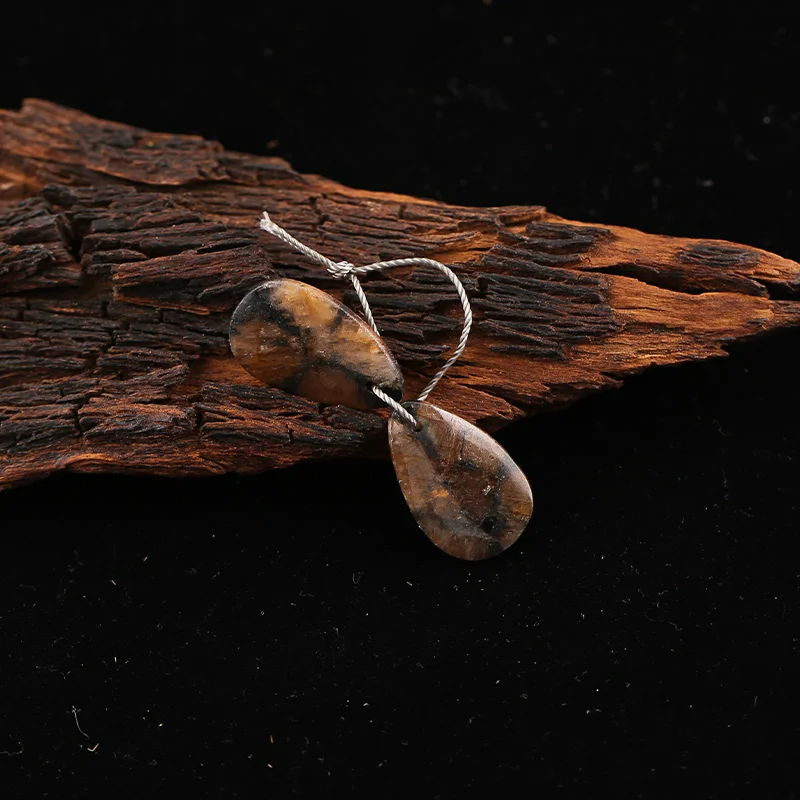 B&F Chiastolite Earring Beads for Jewelry Making, Handmade Natural stones beads, Stones for jewelry Making Supplies