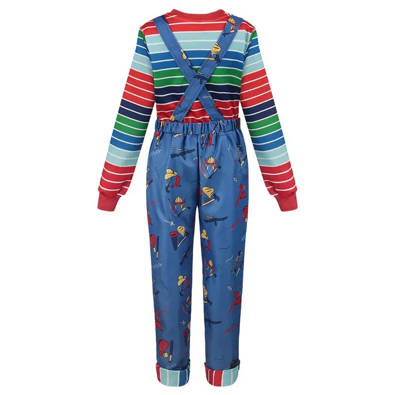 

s;3'c\5/b'Adult Cosplay Costume with Striped Shirt and Jumpsuit for Chucky Overalls Halloween Costumes3'f,6\b;8/