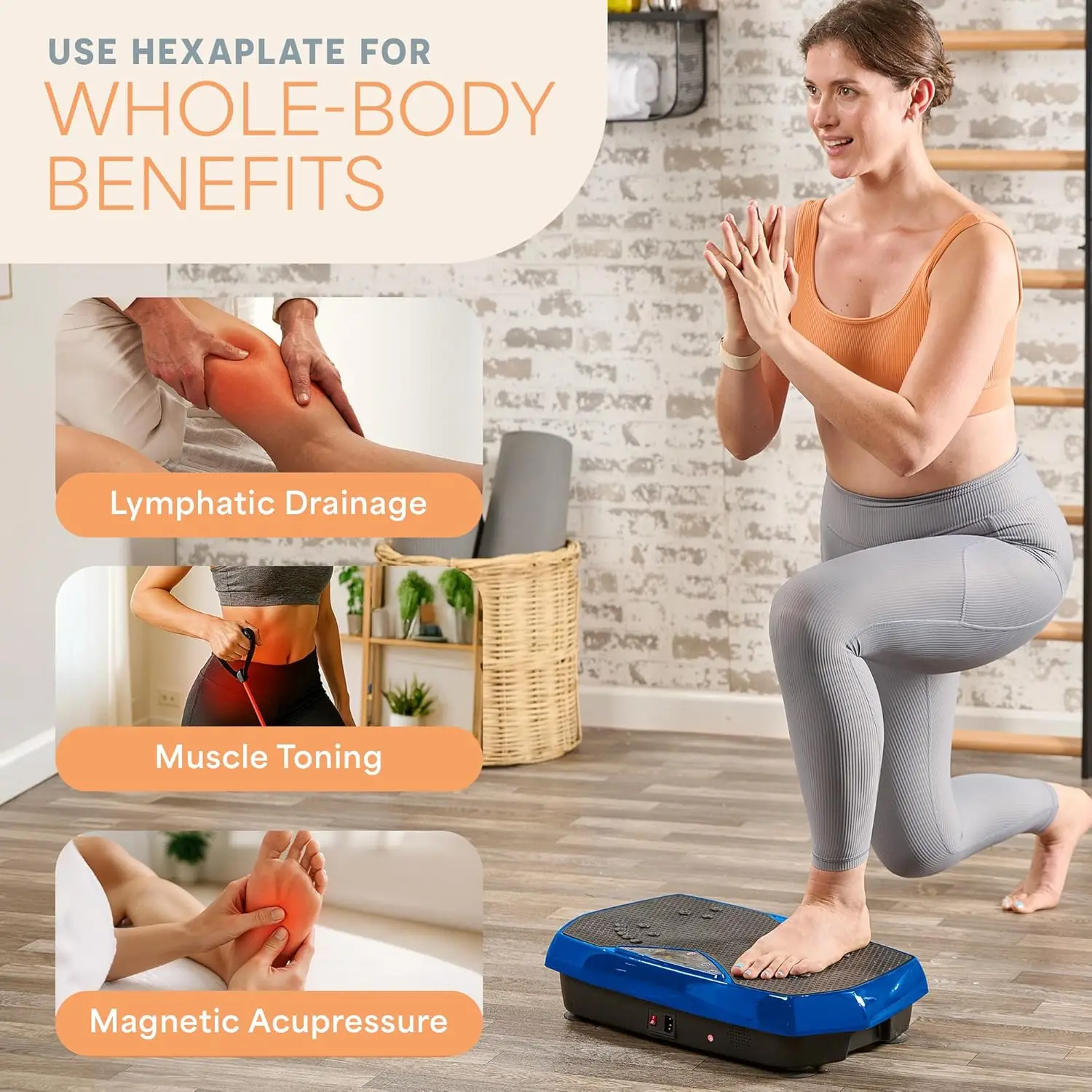 Beginner and Recovery Vibration Plate for Lymphatic Drainage, High - Quality Material, Different Colors, Magnetic Acupoints