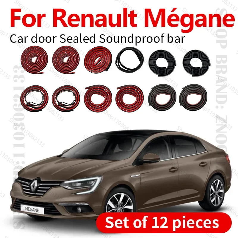

For 1995-2025 Renault Mégane Car Door Seal Strip Rubber Double Layer Sealing Protector Soundproof Strip Seal Strip 12PCS Set
