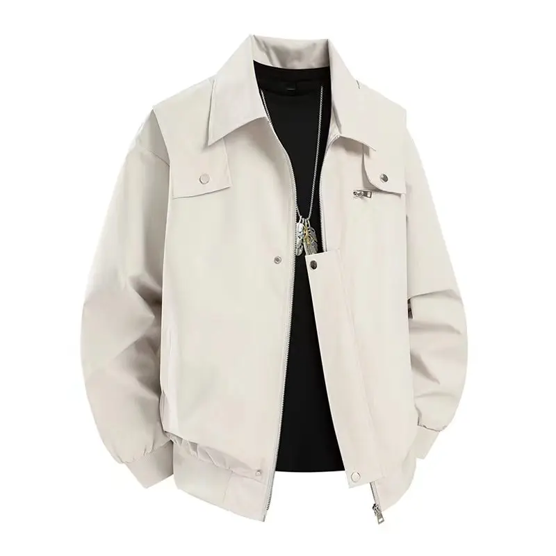 

Повседневная мужская куртка с откидным воротником, тонкий топ для поездок на работу, рабочая одежда большого размера, весна-осень, универсальная свободная посадка для подростков