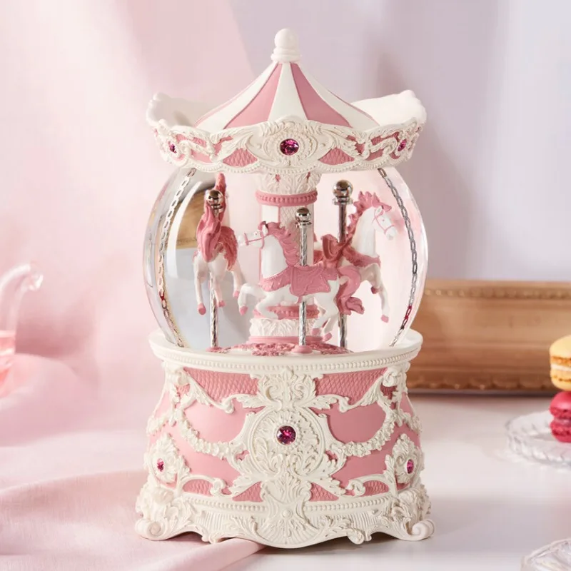 Music box gift crystal ball carousel lamp children girl girl heart cute princess birthday gift