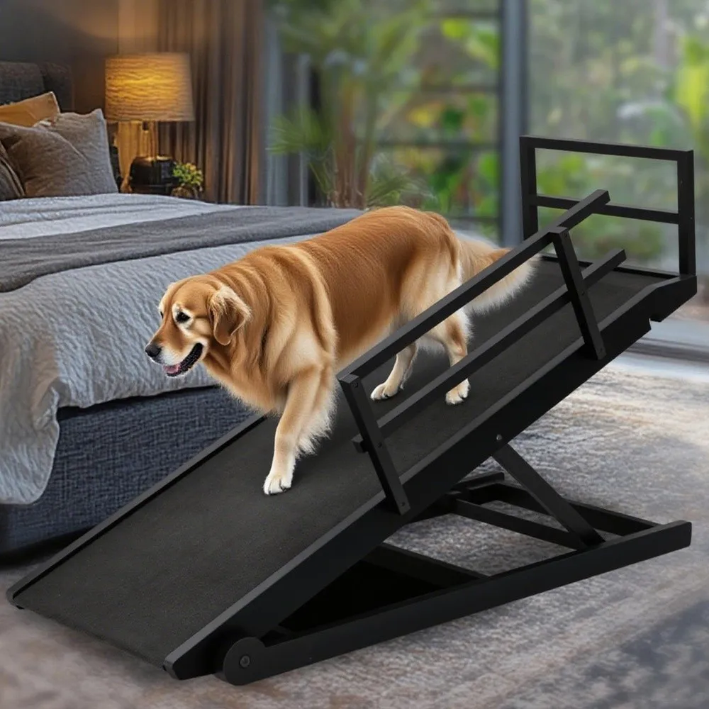 Dog Ramp for Bed 5 Level Adjustable Folding Pet Ramp with Rails