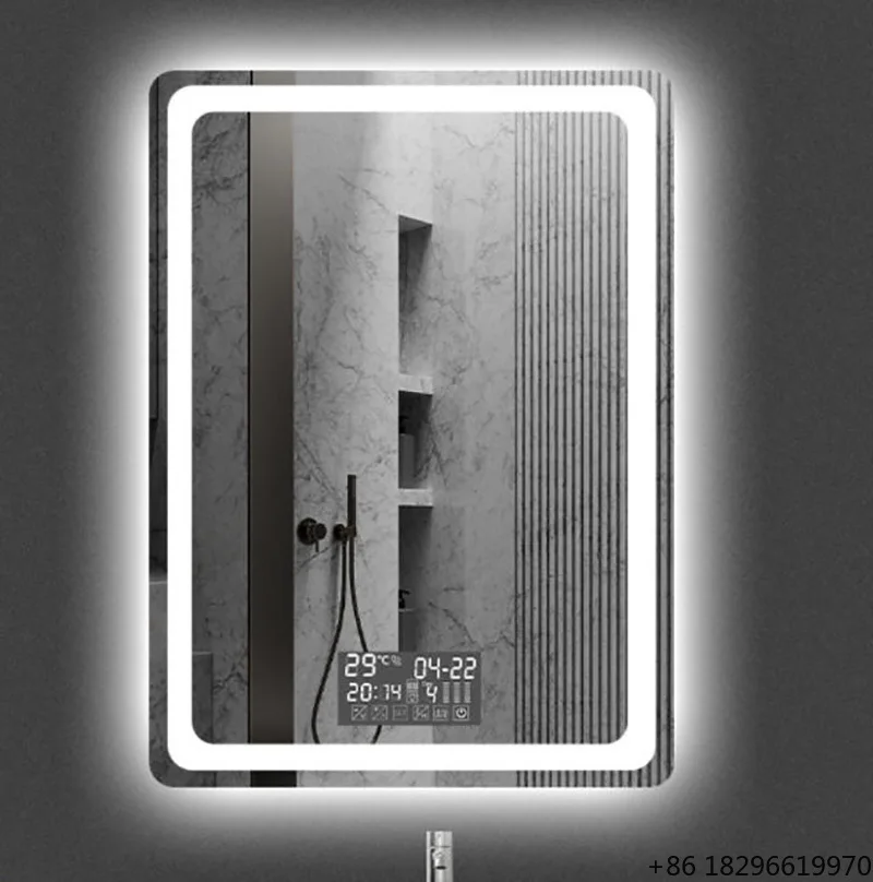 Frameless LED Smart Bathroom Mirror Touch Anti-Fog IP44 for Hotel