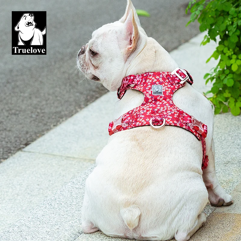 Truelove Pet Harness Pure Cotton Floral Print Detachable Chest Strap Suitable For Large Medium and Small Dogs TLH6283