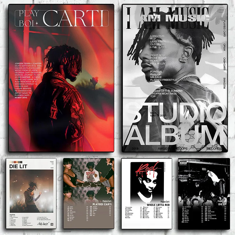 Rapper Playboi Carti Hip Hop Music Album Cover Poster Print Wall Art Pictures Canvas Painting Living Room Home Decor Frameless