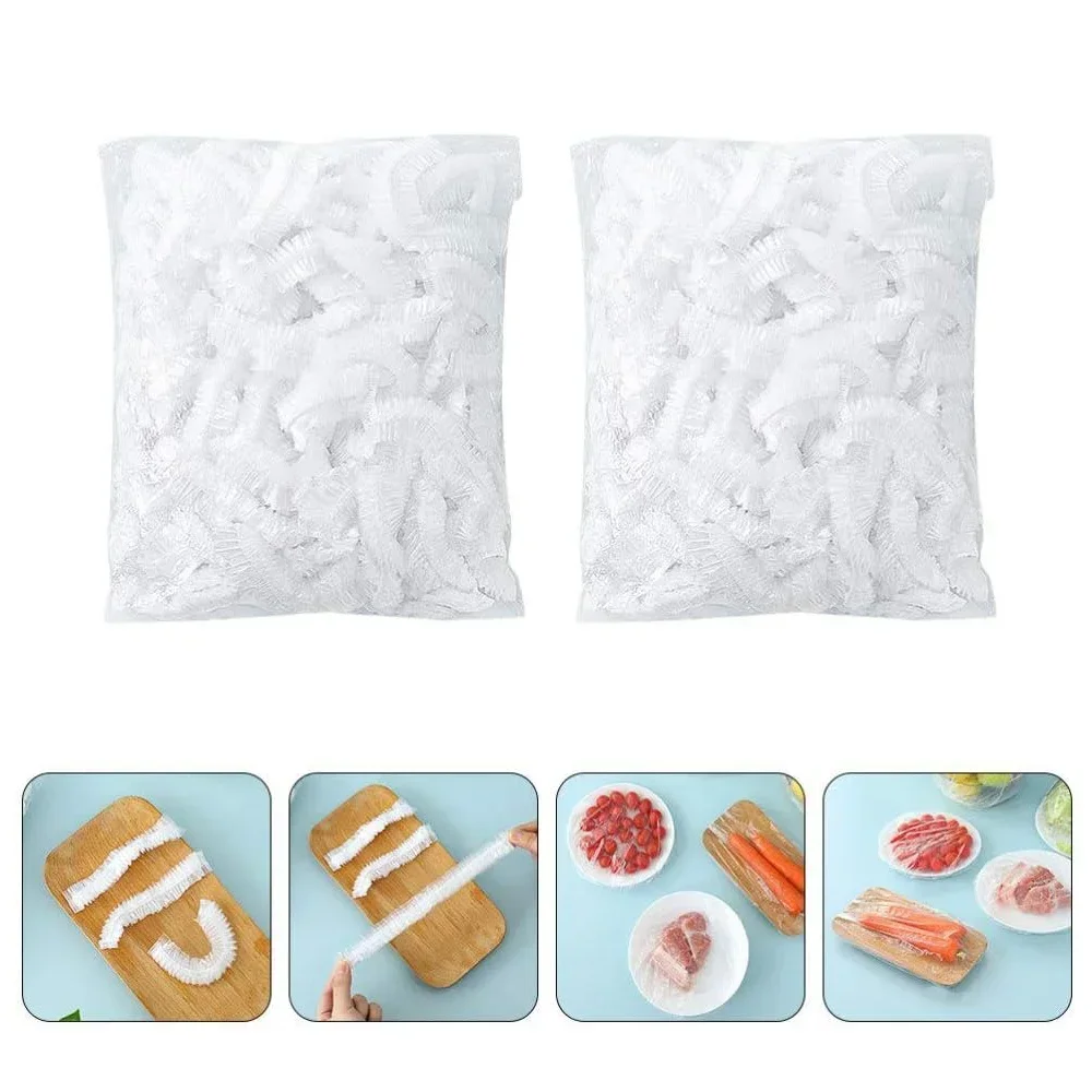 100PCS Transparente Frische-halten Abdeckung Lebensmittel Lagerung Abdeckungen Für Obst Gemüse Wiederverwendbare Schüssel Abdeckung Kunststoff Schüssel Platte Dichtung wickeln – Detail 5