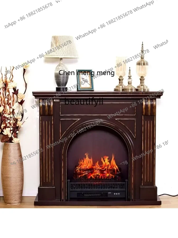 X  CQYAmerican 1.2 meters solid wood mantel electronic fireplace heating household villa famous decorative cabinet home accessor