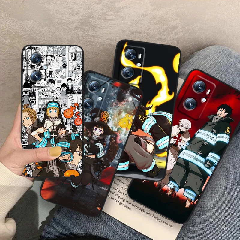 

Fire Force Cartoon Anime For OPPO Find X6 X5 X3 A54S A5 A94 A16 A53S A57 A74 A72 A98 A78 A96 A9 5G Black Back Phone Case