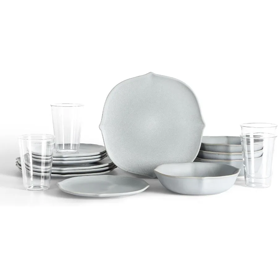 

Набор столовой посуды Baskerville, 32 предмета, керамогранита, боросиликатное стекло, голубой