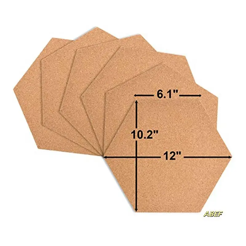 18 قطعة لوحة الفلين السداسية البلاط ذاتية اللصق سميكة Corkboards للجدار لوحات مذكرة لوحة إبرية لوحة الإعلانات الزخرفية