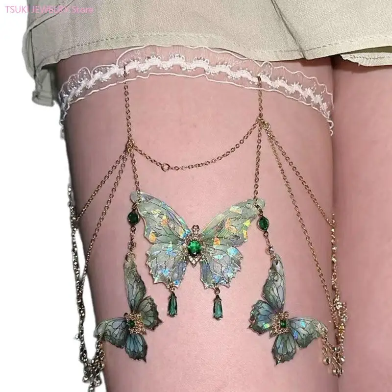62KE Sexy Lace Leg Chain Butterfly Prendant Hit -Fringes Fringes Fringes Pody Jewelry Music Festival Music Festival #4