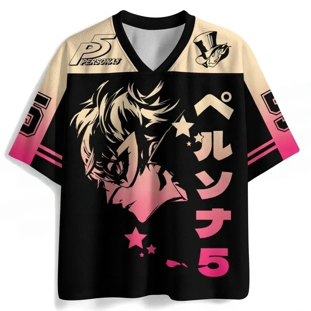Persona 5 P5 Joker Rain Palace Lotus Men's Quick Drying Shirt T-shirt Neutral Anime Loose Short Sleeve Periphery Streetwear
