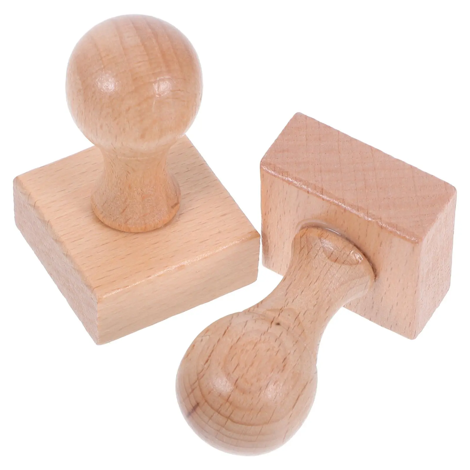 

2 Pcs Children's Seal Crafting Stamp Scrapbook Making Wooden Tools Blank for DIY Rubber