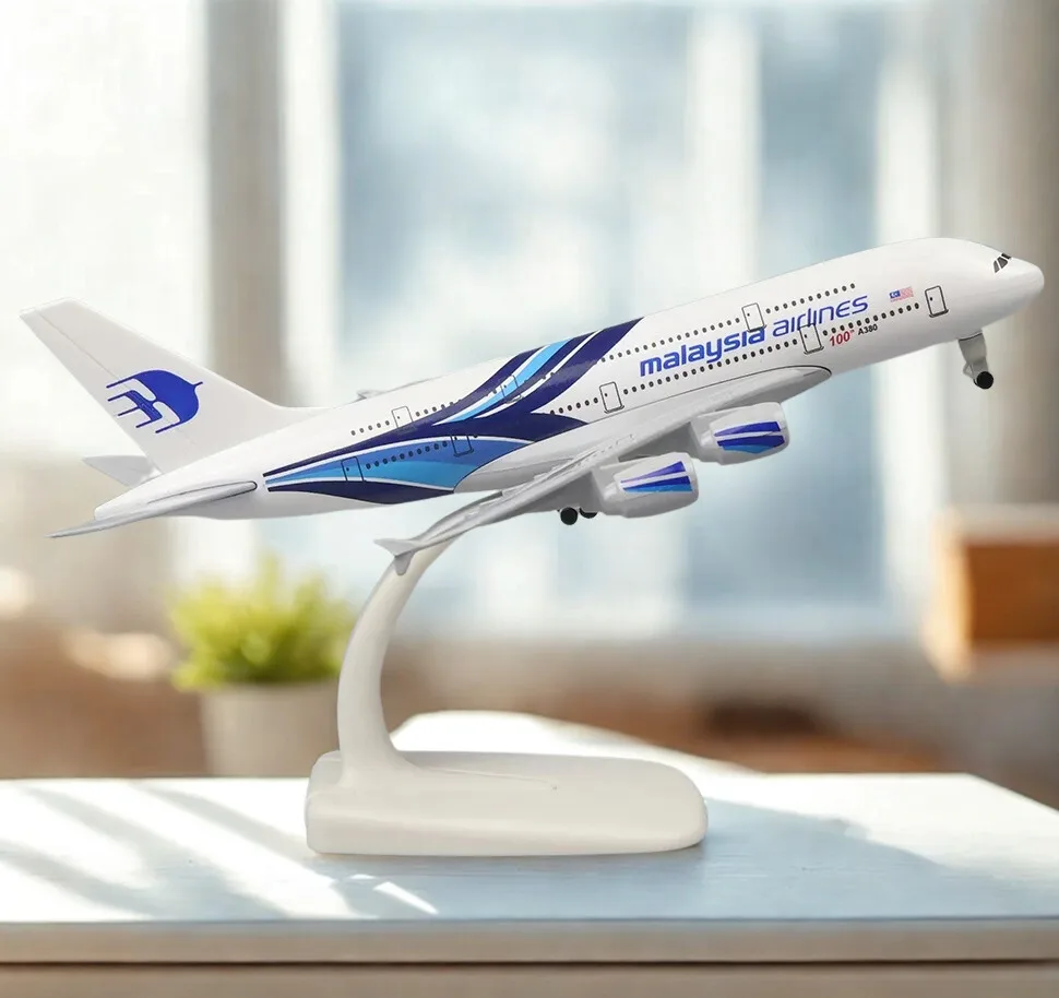 

Литая под давлением имитация сплава, модель 20 см Airbus 380, Малайзийский самолет A380, модель самолета, украшения, авиационная коллекция