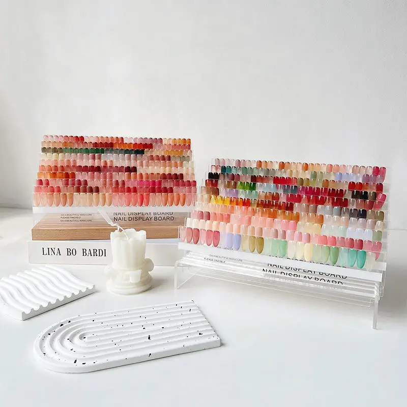 High End Clear Acrylic Nail Polish Color Chart Gel Polish Display Board Wearable Nail Sample Book