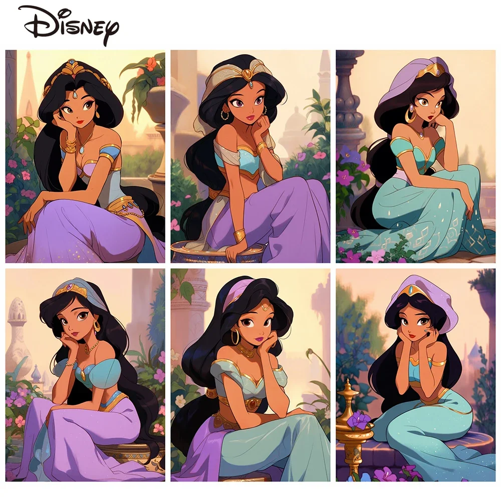 

Раскраска по номерам Диснея Жасмин, набор красок принцессы для взрослых, картина маслом Аладдина, сделай сам, ручная роспись, подарок без рамки