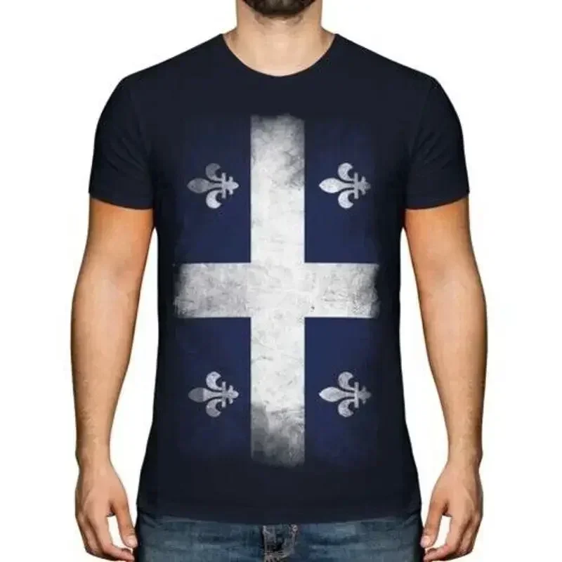 Quebec Verblaßte Flagge Herren T-Shirt Geschenk Bekleidung Trikot