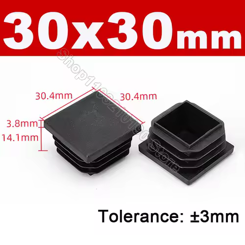 Black Square Pipe Tube Cap Plastic Tubing End Cover Glide Insert Blanking End Plugs Bung 10/13/15/16/18/19/20//22/23/25/28-200mm - Image 16