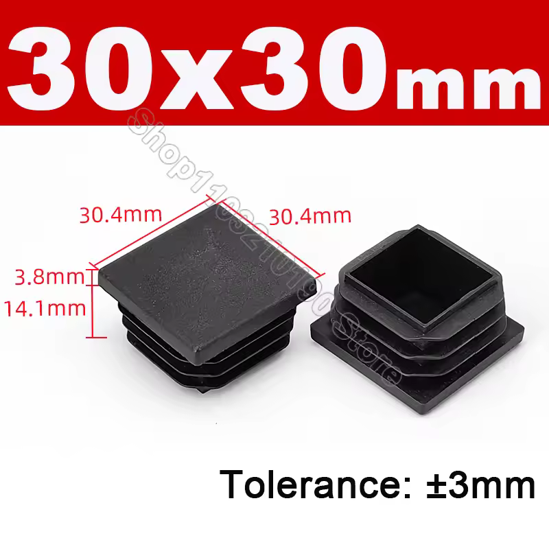Black Square Pipe Tube Cap Plastic Tubing End Cover Glide Insert Blanking End Plugs Bung 10/13/15/16/18/19/20//22/23/25/28-200mm - Image 16