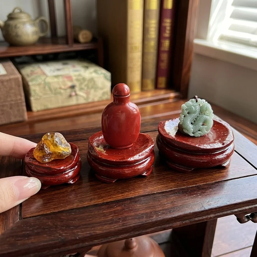 Mini Crystal Ball Stand Wooden Pedestal Display Holder for Sphere Egg Ornament Desktop Decorative Statue Base