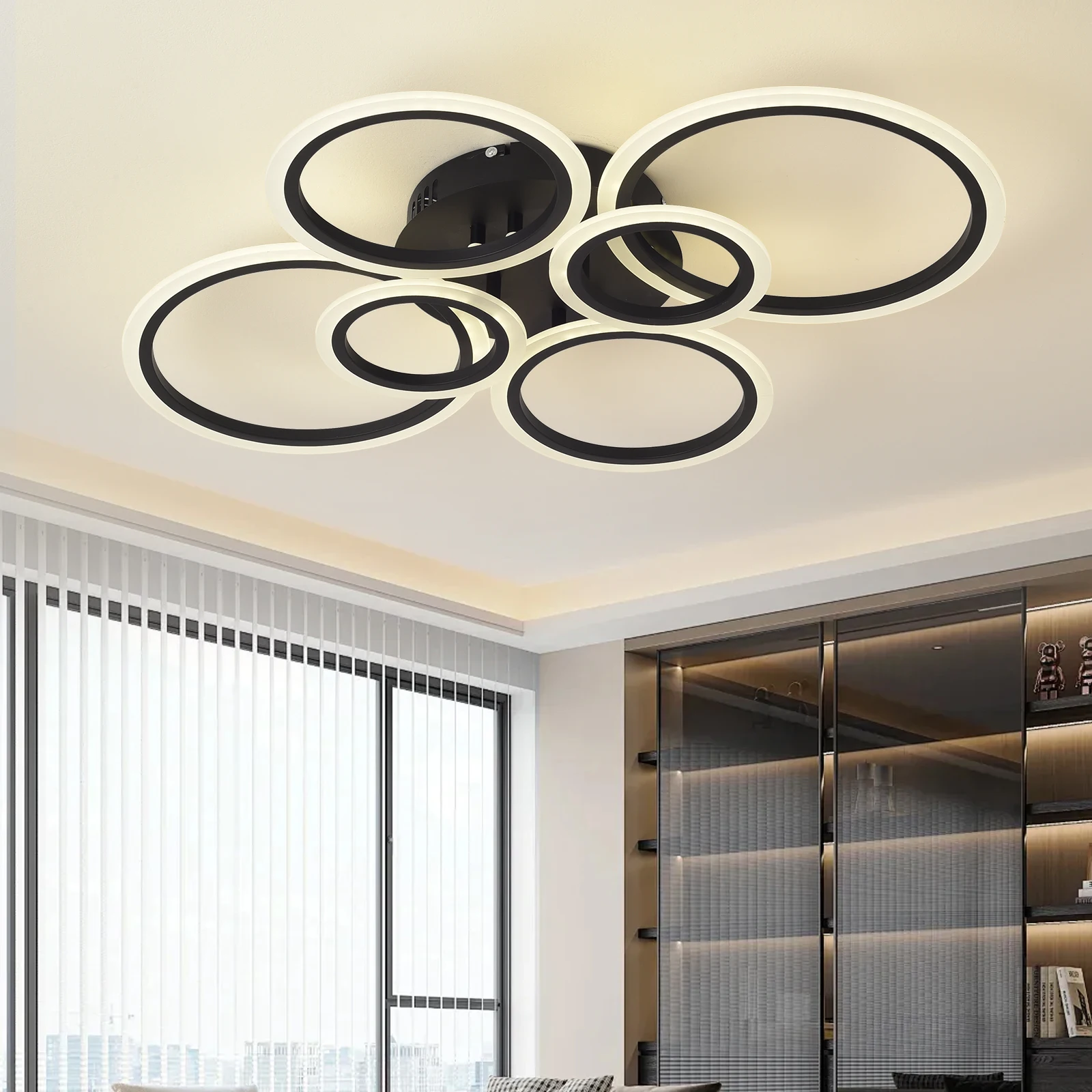Modern Ring LED Ceiling Light Indoor Lighting Glossy Acrylic Dimmable Light Bedroom Living Room Ceiling Light Modern Home Decor