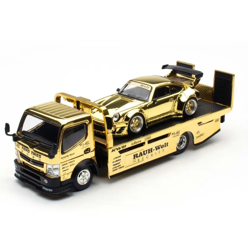 HEC XCARTOYS POPRACE 1:64 RWB Trailer Pandem Cast Alloy Car Model - A gift for friends, an adult collectible.