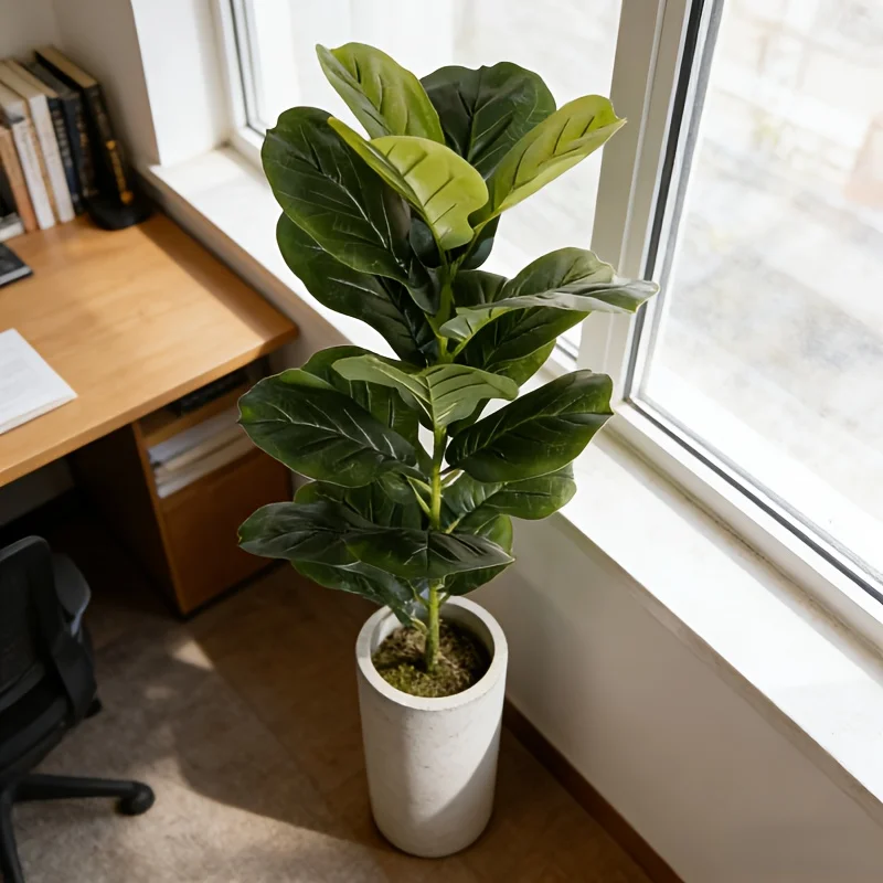 100CM 23 Blätter Großer Künstlicher Ficus-Baum Tropische Kunstpflanzen Grüne Plastik-Palmblätter Zweig für Haus- und Gartendekoration 2026 NEU – Detail 4