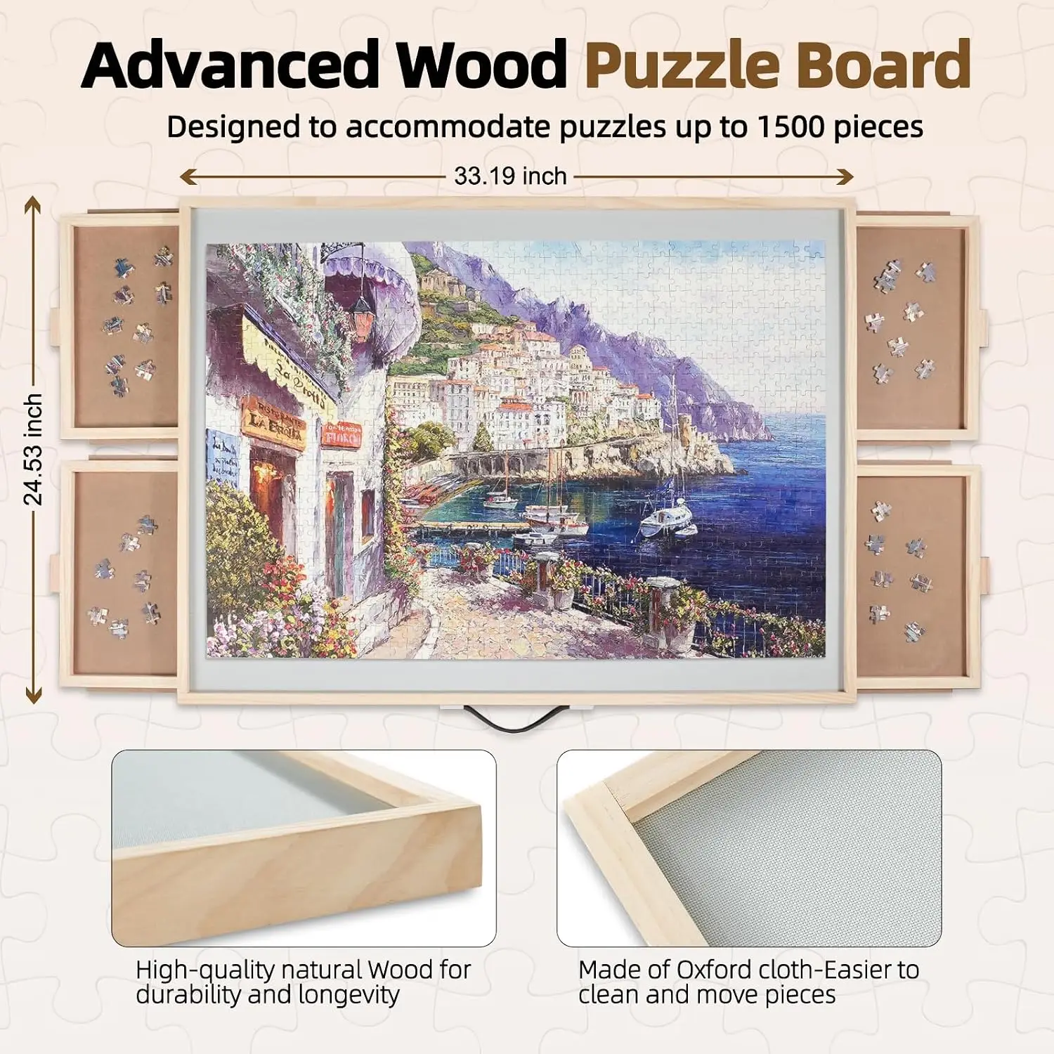 1500 Piece 2-in-1 Tilting & Rotating Puzzle Board for Adults, 24.53