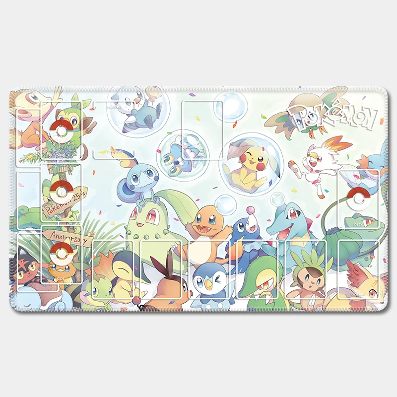 600X350X2Mm Diy Self Made Ptcg Mew Charmander Card Battle Mat Eeveelution Player Board Game Card Battle Table Mat Anime Gift