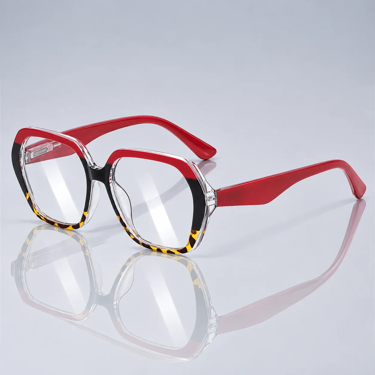 Vintage Square Reading Glasses For Women Rainbow Gradient Transparent Frame Anti Blue Light Reading Eyeglasses