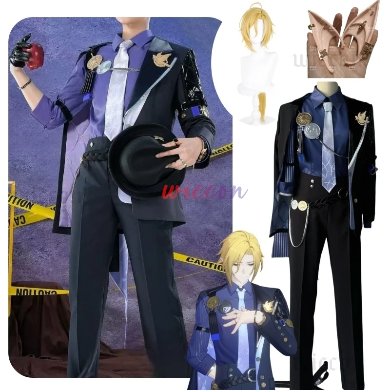 Zenless Zone Zero Hugo Косплей Костюм Черный Костюм Hugo Парик Игровая Униформа Со Шляпой Реквизит Новый Eridu Хэллоуин Вечеринка Для Женщин Мужчин