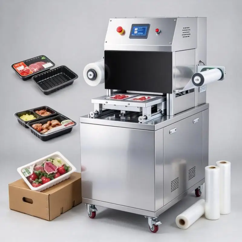 High Quality Semi-Automatic Modified Atmosphere Packaging Machine Electric Heat Sealing Film Packaging 380V Food