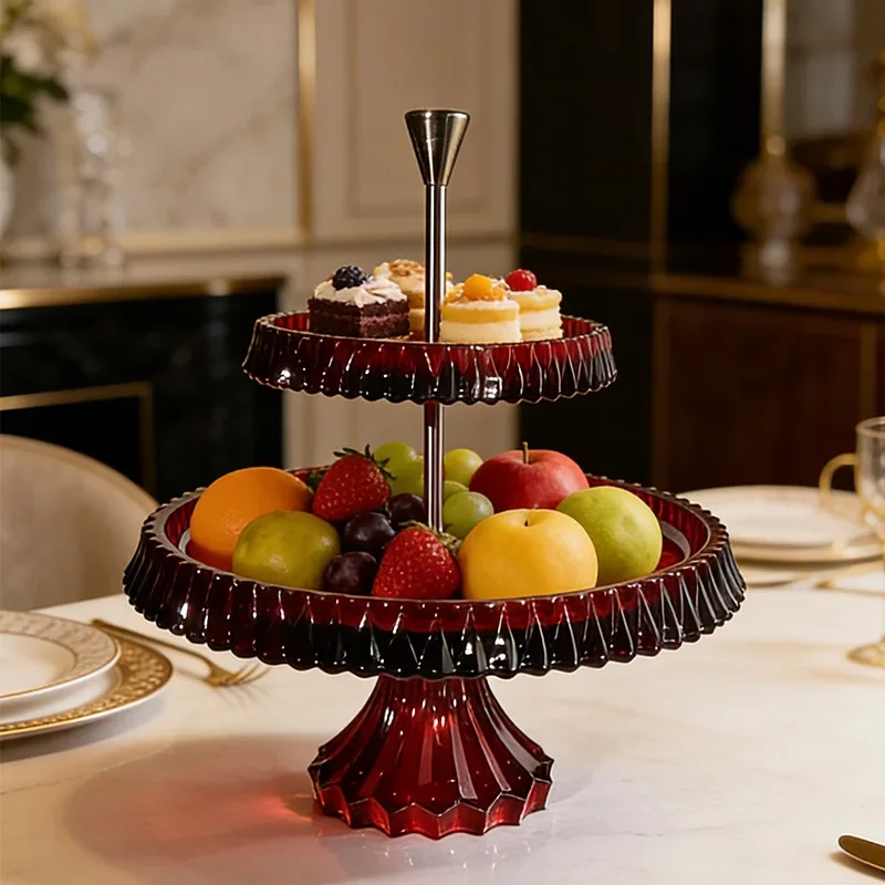 Crown fruit plate, handmade crystal plate, dried fruit, snacks, cake plate with feet
