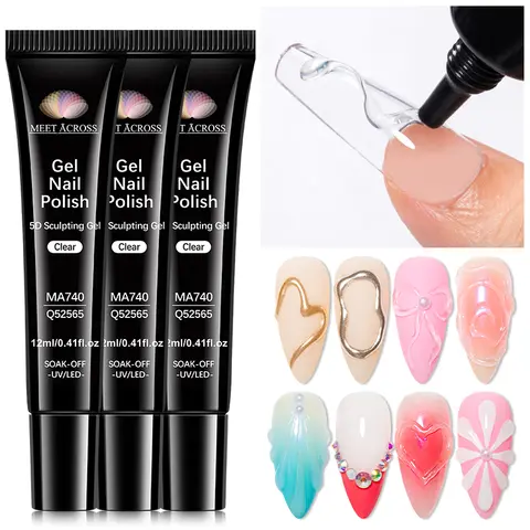 1/2/3pcs 12ml 5D Sculpting Gel Polish Nail Art Modeling Gel Waterproof Sculpting gel Nail Art 3D Design Gel for Carvings & Shape