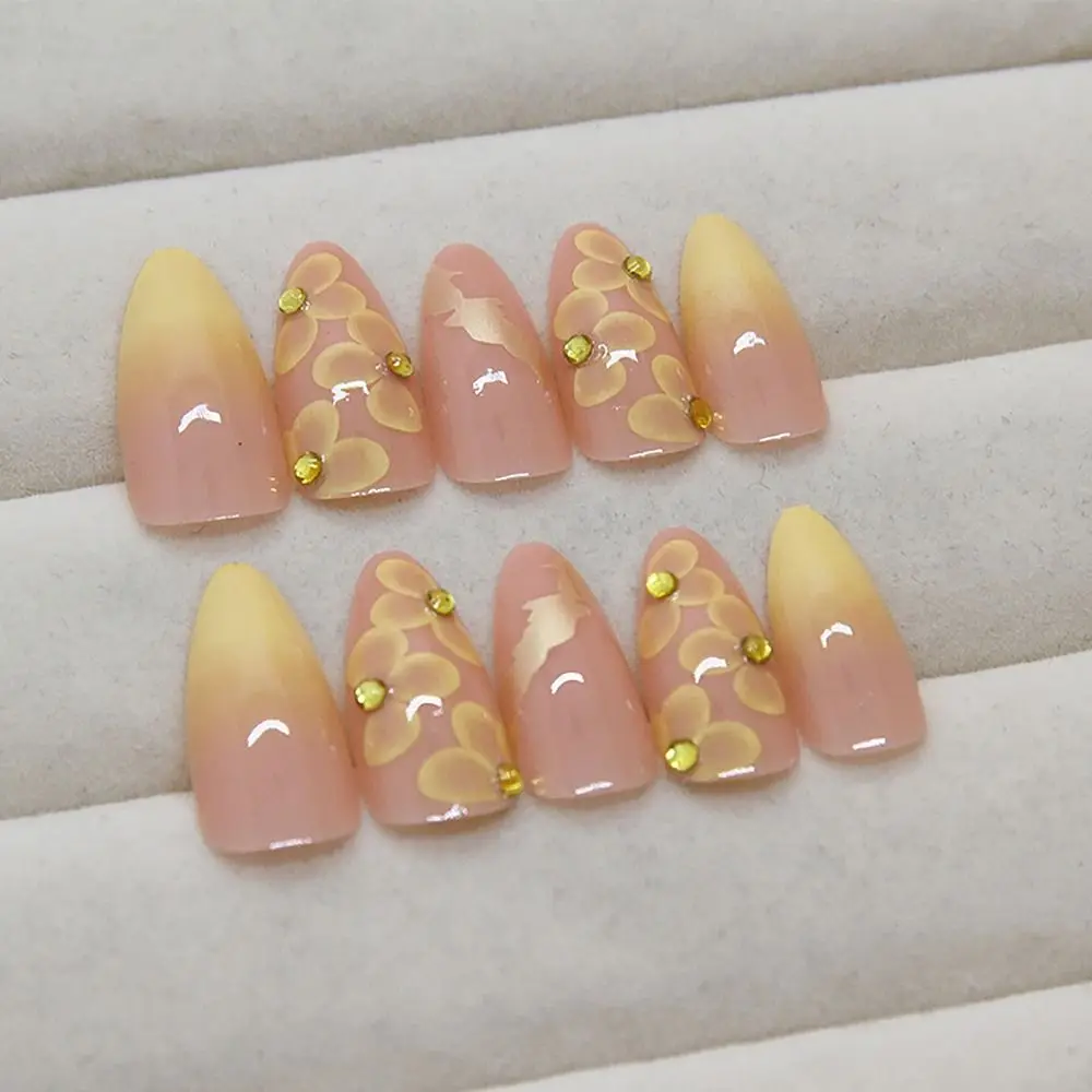 24/30 pièces mode épices paillettes faux ongles encre peinture fleur tache faux ongles amour doré français ongles conseils pour femmes fille