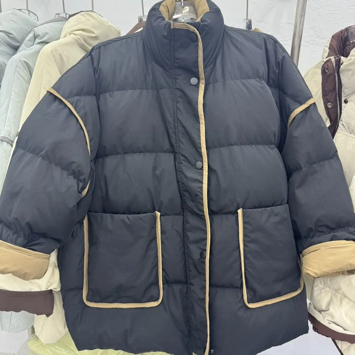 شتاء جديد المرأة أسفل سترة التنقل الترفيه الربط يندبروف الوقوف طوق المتضخم أسفل سترة #6