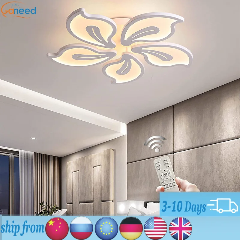 luz de teto led dimmable com controle remoto acrilico flush mount chandelier matte white teto luminaria para jantar 01