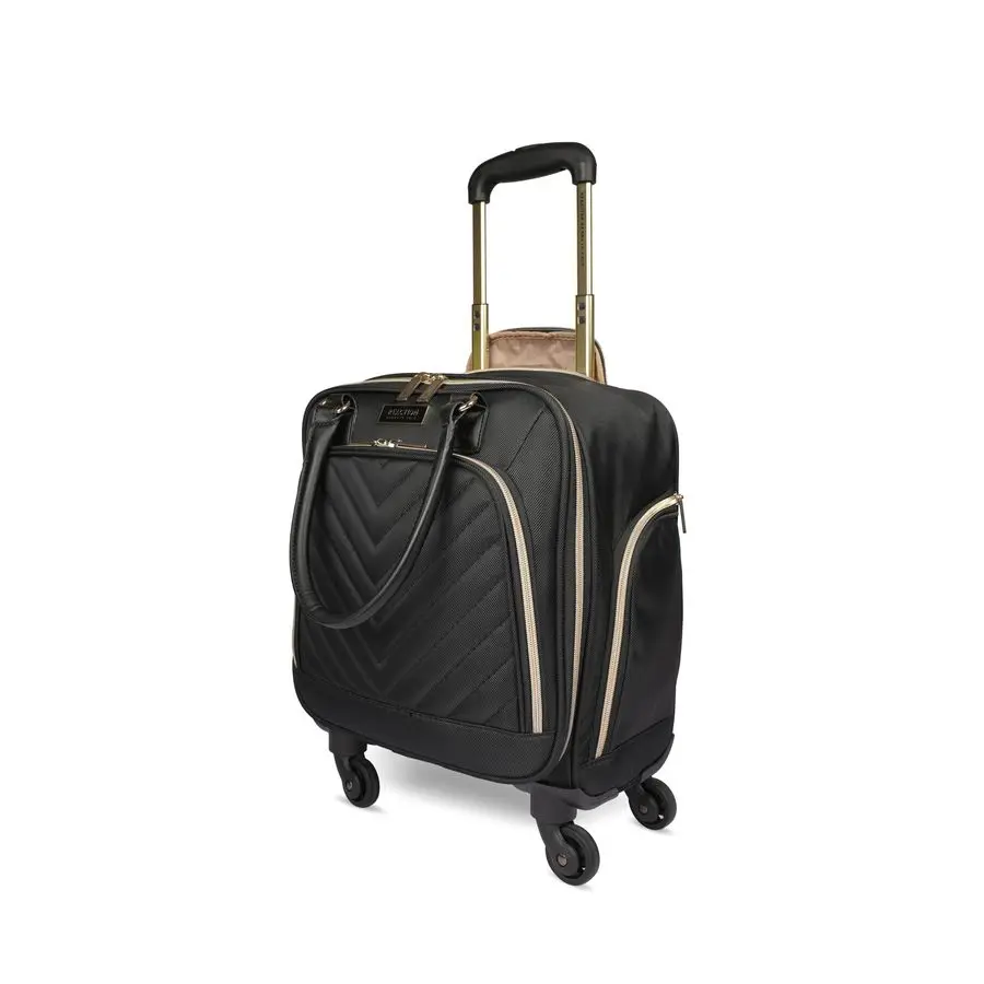 

Chevron Quilted Luggage, Black, Underseater, 17Inch Carry On