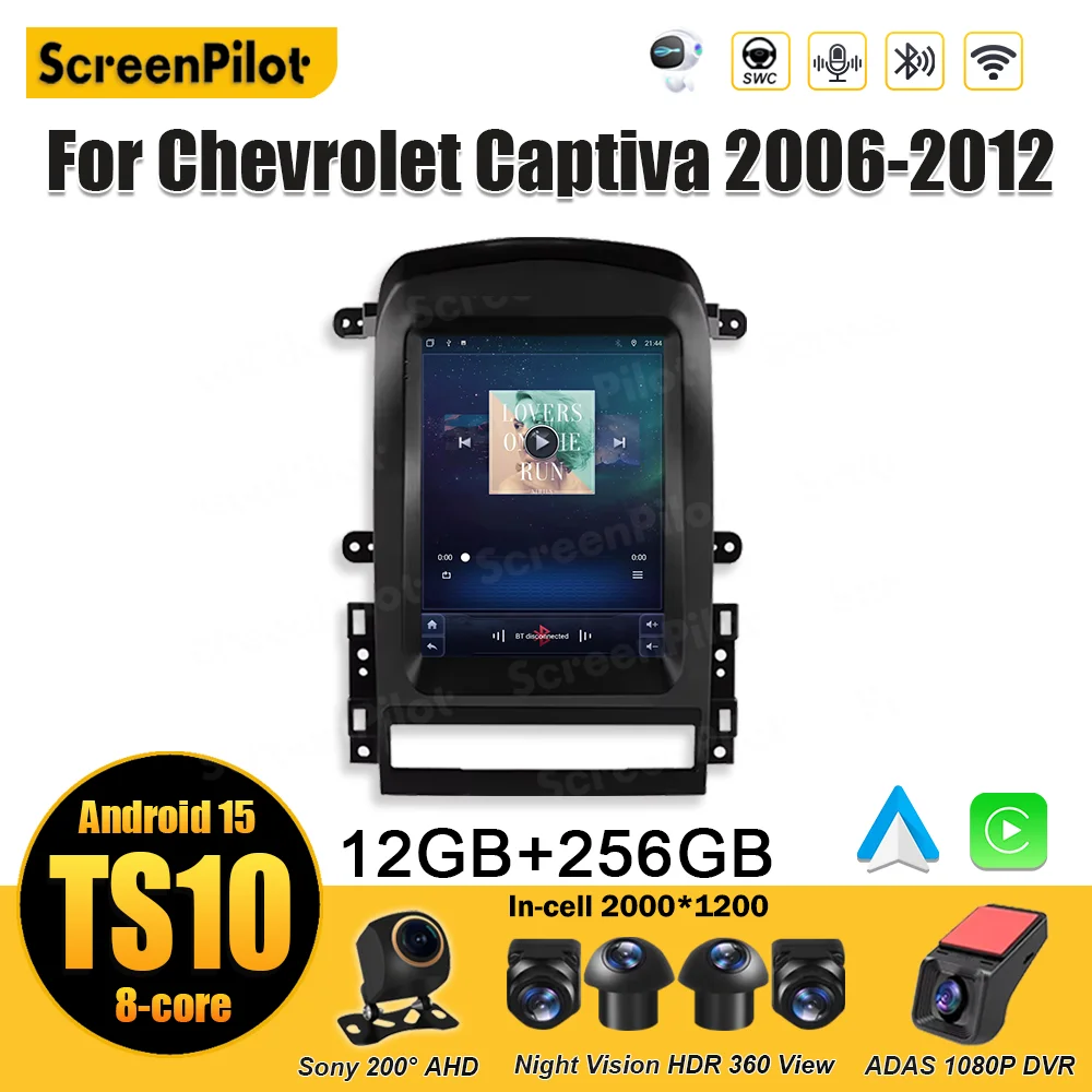 9.7inch Android 15 for Chevrolet Captiva 2006-2012 Stereo Head Unit Mirror Link Multimedia Video Player Tesla Style Wifi DSP