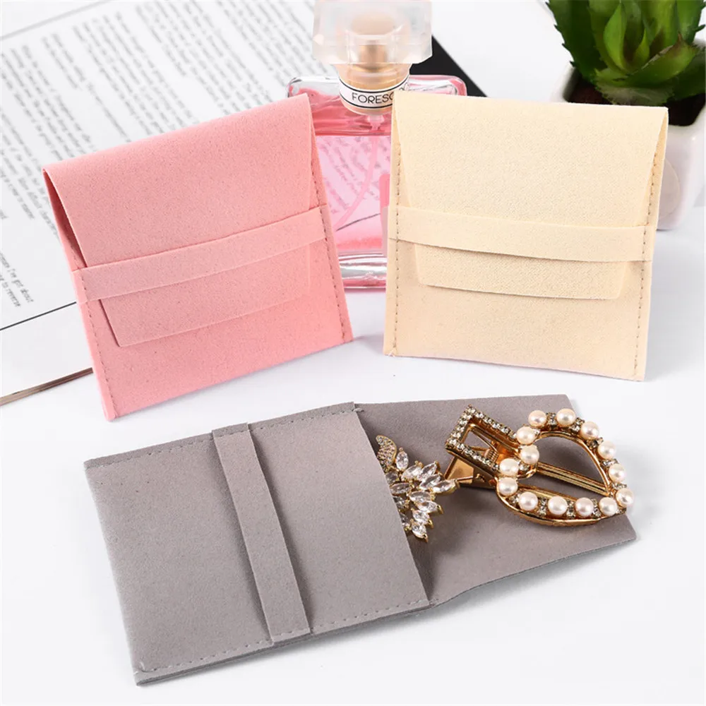 

New Microfiber Velvet Jewelry Bags Bracelet Necklace Earrings Rings Organizer Pouches Gift Package Envelope Flap Bundle Pocket