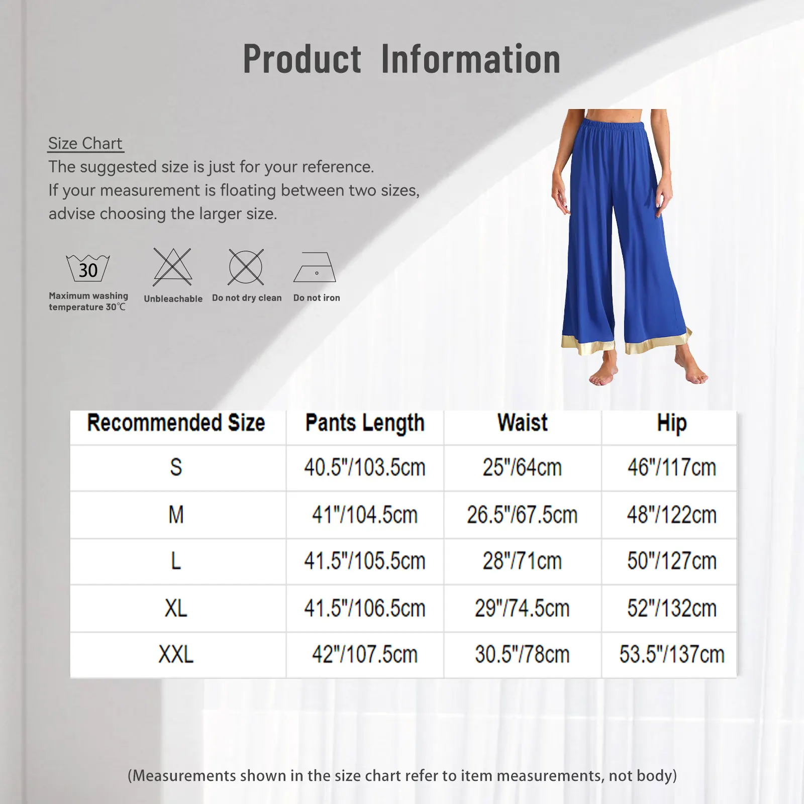 Pantaloni da ballo per lode da donna, vita elastica, finiture metallizzate lucide, pantaloni a gamba larga, pantaloni larghi per celebrazioni di danza lirica