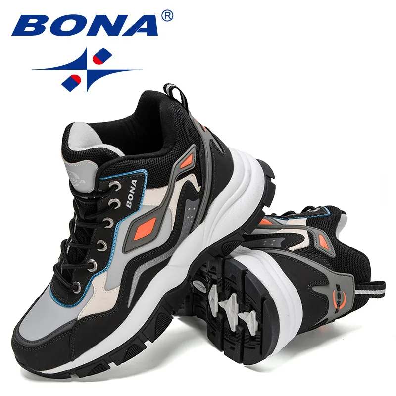 BONA 2023 New Classics Style Men Hiking Shoes Action Leather Men Athletic Shoes Lace Up Outdoor Men Jogging Sneakers